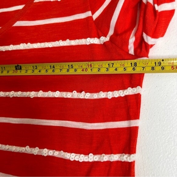 NWT Old Navy Long Sleeve Sparkle Red Stripe Scoop Neck Sequin T Shirt Women Med - Picture 10 of 13